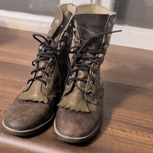 Laredo 1.5 M Youth Brown Lace-Up Western Roper Boots